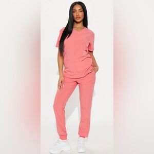 Fashion Nova Stretch Scrub Uniform Jogger Set-Coral-Size 2X NWT💗